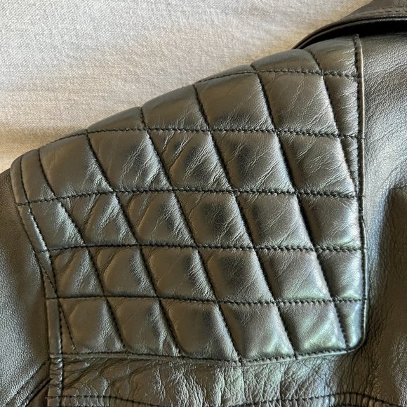 Vintage-Inspired AllSaints Conroy Crinkled Leather Biker Jacket - Picture 9 of 11